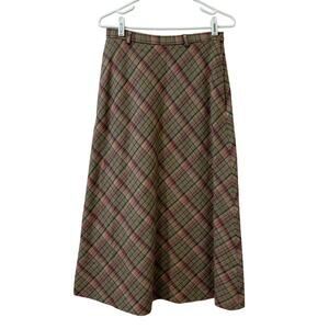 Pendleton Vtg Womens Sz 10 Petite Virgin Wool Plaid Midi Skirt Academia Preppy